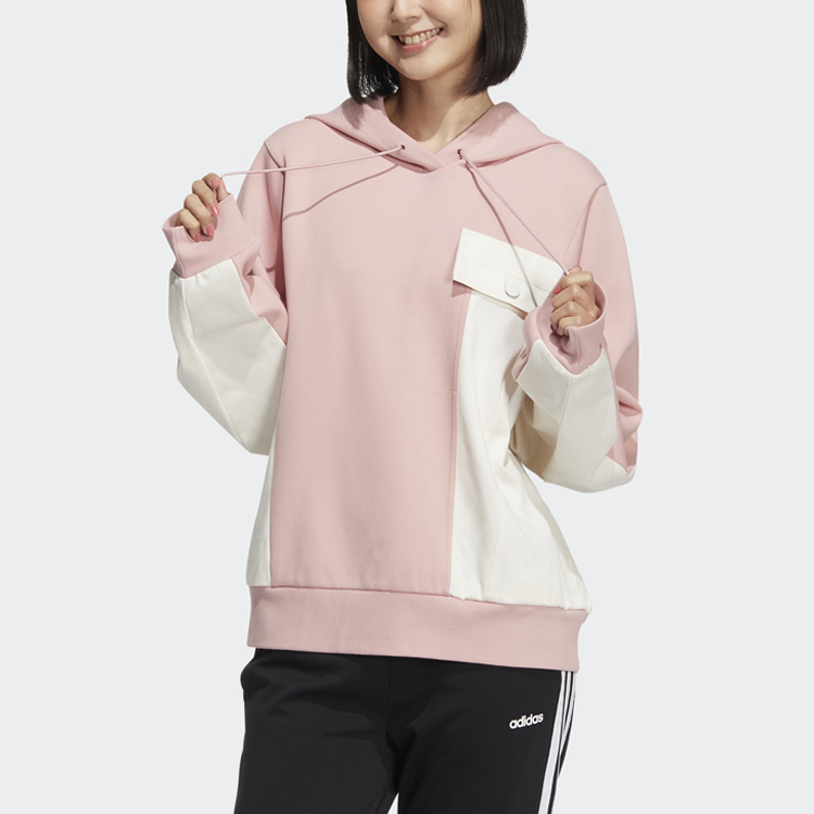 Adidas Neo Женская толстовка розового цвета с капюшоном, утепленная, стандартного размера — фото 4