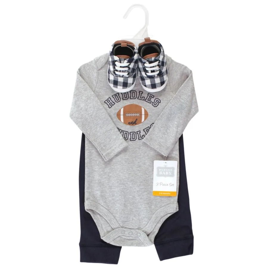 Комплект из трех предметов: боди с длинными рукавами, брюки и обувь Hudson Baby, Football Huddles Long Sleeve — фото 2