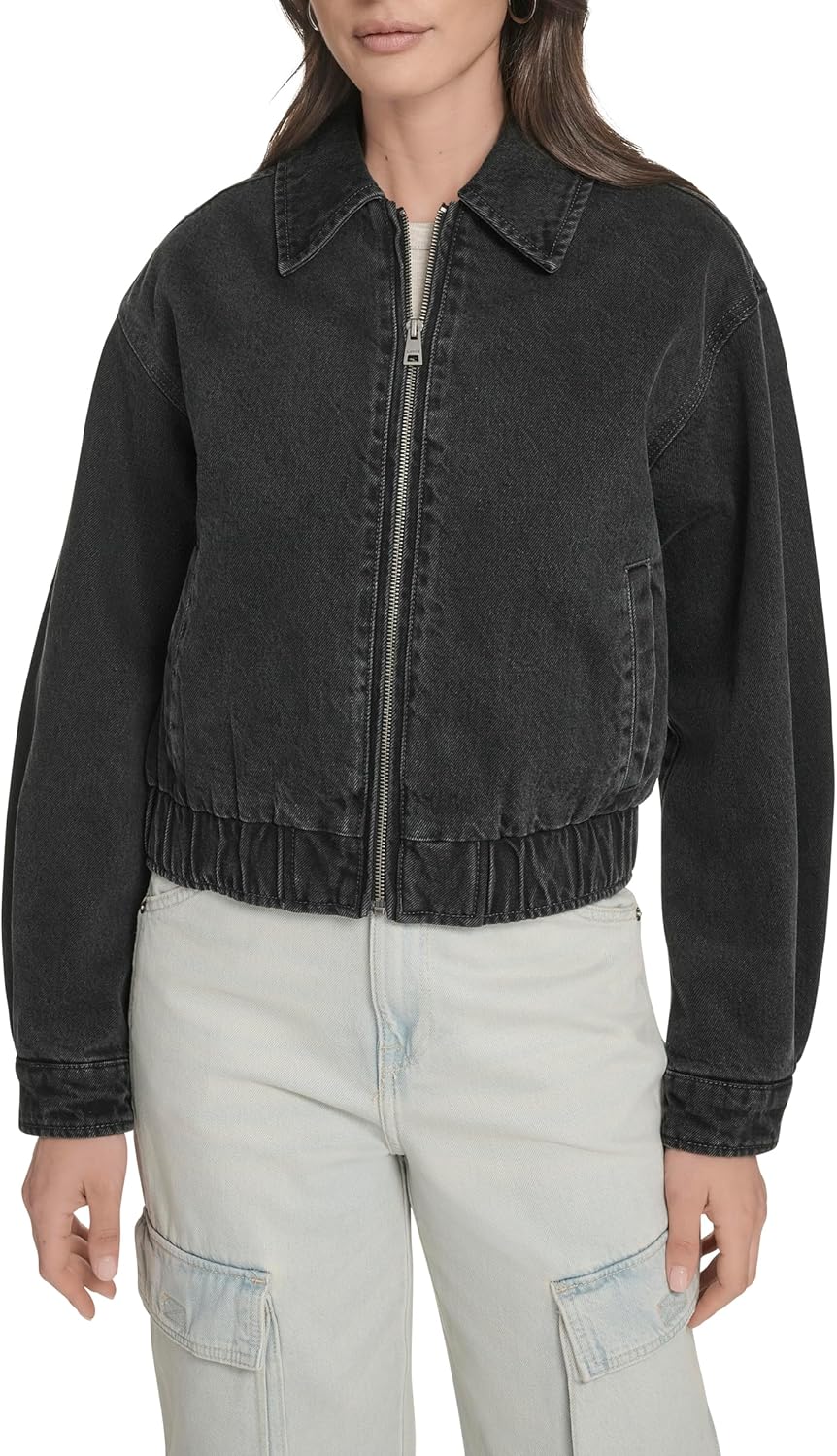 

Levi's Женская куртка-бомбер с отложным воротником, Black Wash Denim