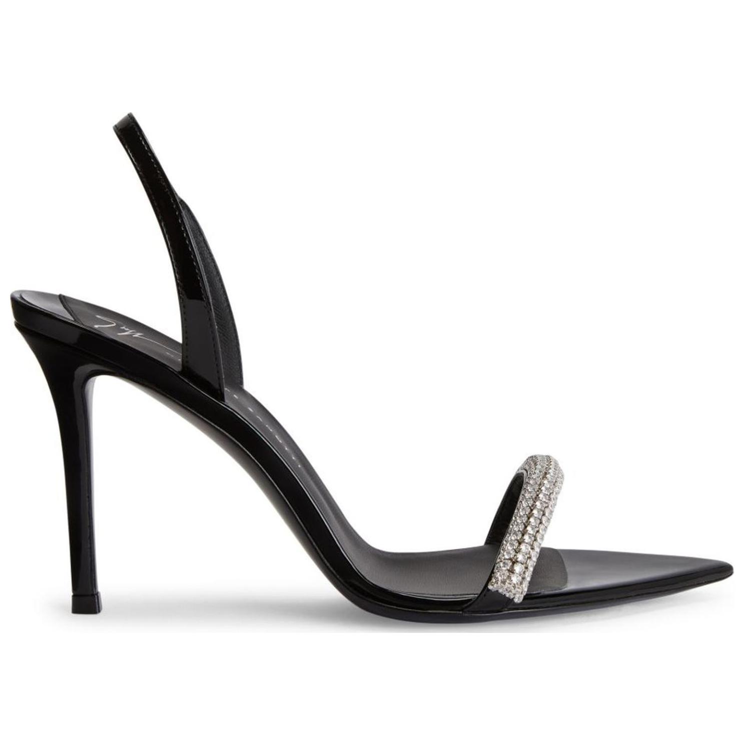 Женские кожаные сандалии Intriigo Galassia 90mm Giuseppe Zanotti, черные — фото 2