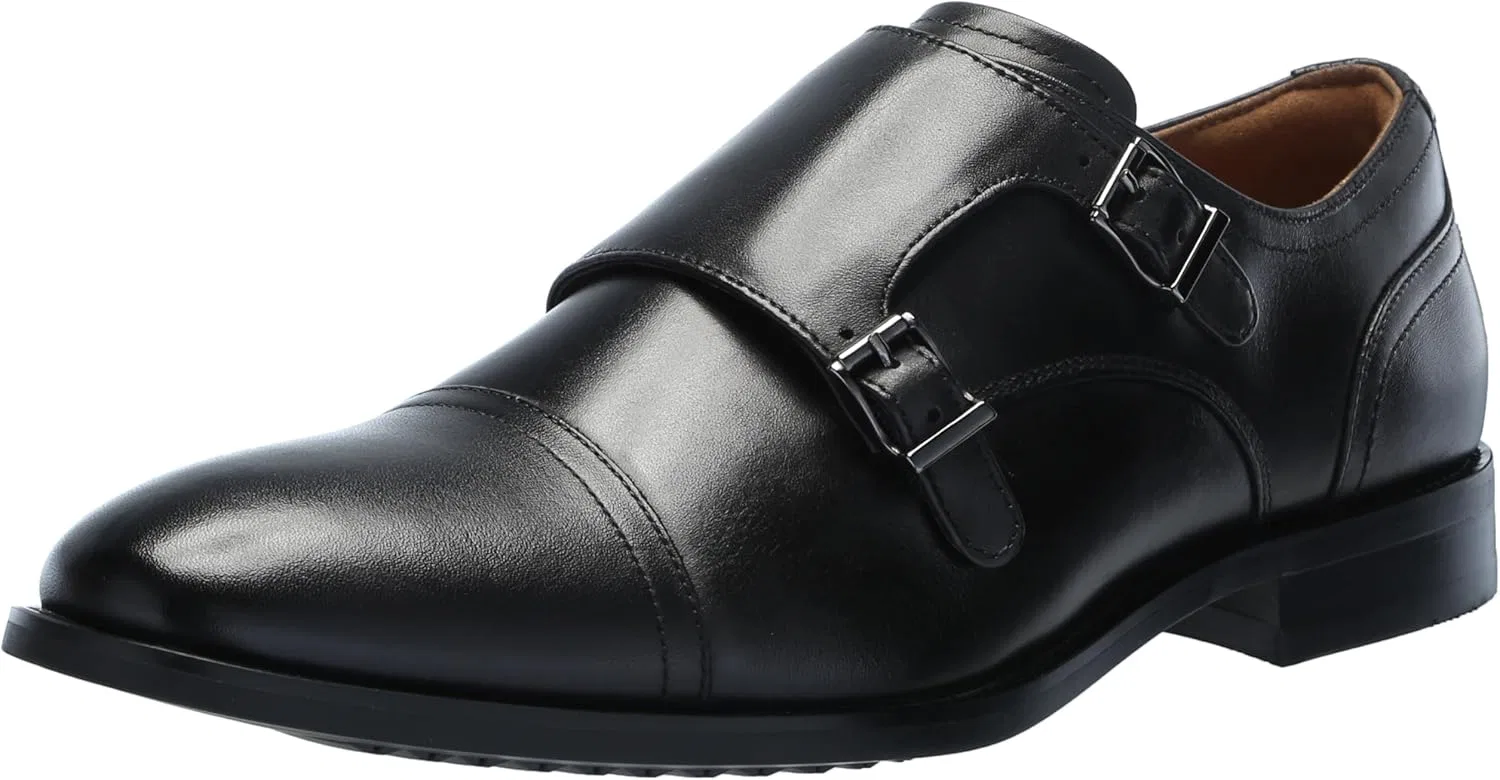 Мужские оксфорды Florsheim Rubano с закругленным носком и двойной пряжкой, Black