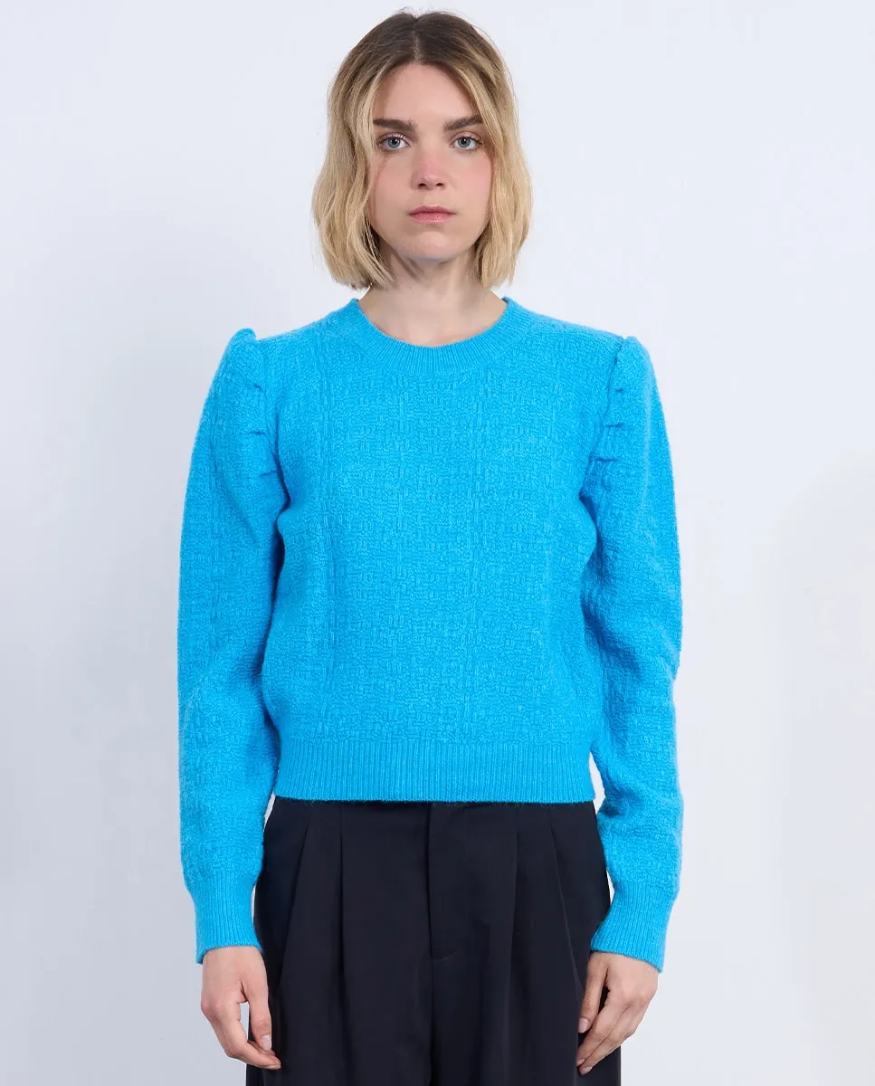 

Женский джемпер с длинным рукавом с эффектом плечевых накладок Lili Sidonio, светло-голубой