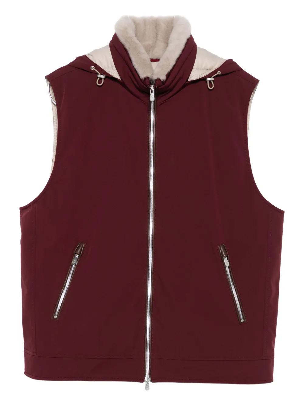 

Жилет с капюшоном на молнии Brunello Cucinelli, красный