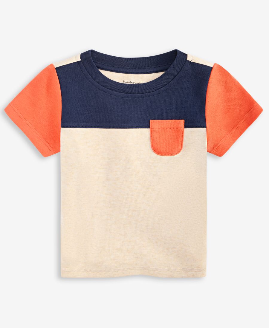 

Детская футболка с коротким рукавом для мальчиков (3-24 месяца), с цветовыми блоками First Impressions, Wild Oat Hthr