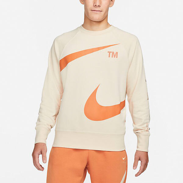 Толстовка Men's Nike Swoosh Ft Crew Large Logo Printing Knit Round Neck Pullover Khaki, мультиколор — фото 4