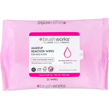 

Салфетки для снятия макияжа 25 шт Brushworks