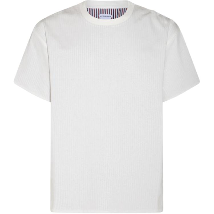 Двухслойная полосатая футболка Crewneck Bottega Veneta, белый — фото 3