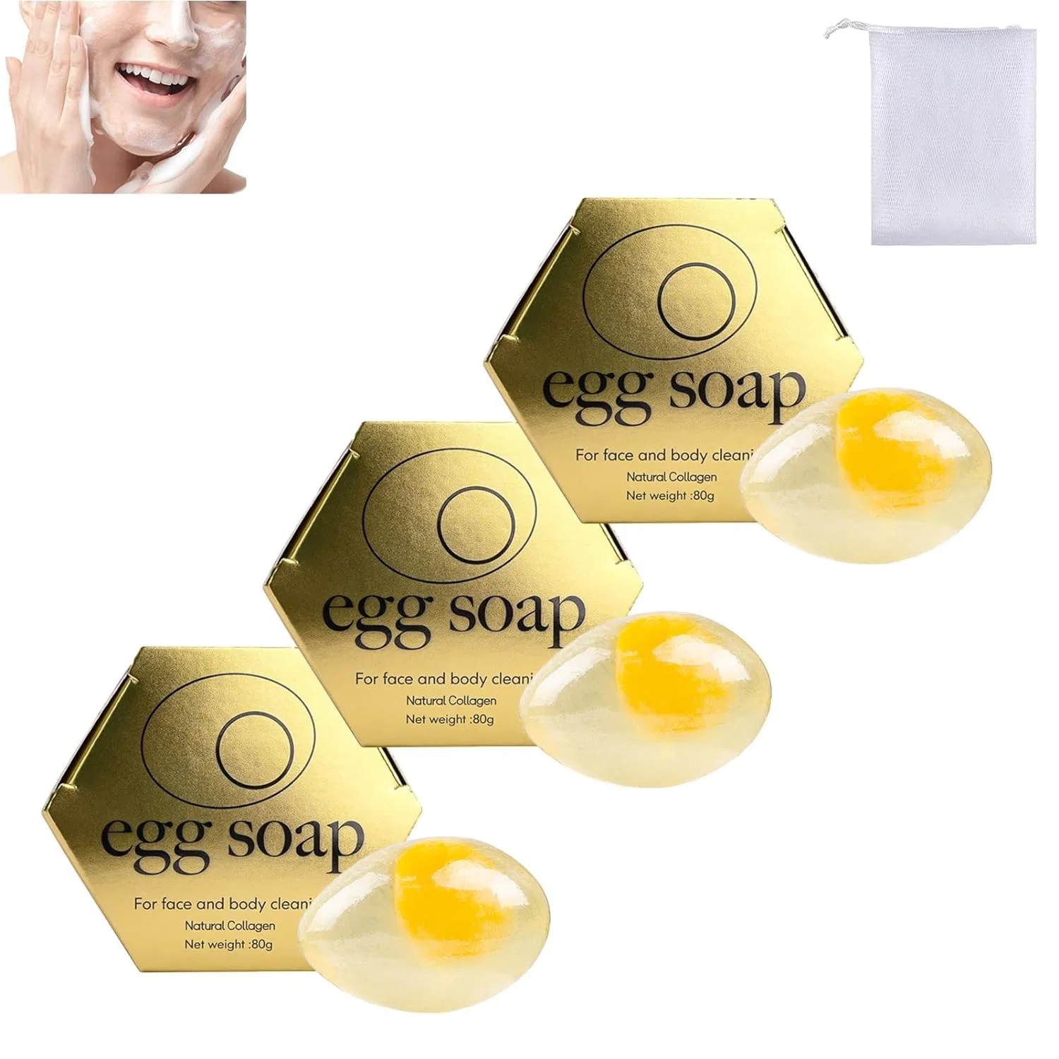 Протеиновое мыло для лица в форме яйца, 3 шт. Endxedio, 3 Items