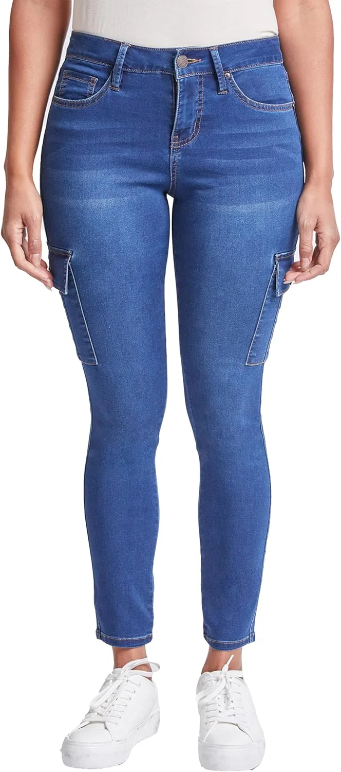 

Royalty for Me Women's Hyperdenim Mid Rise Skinny Cargo Jeans