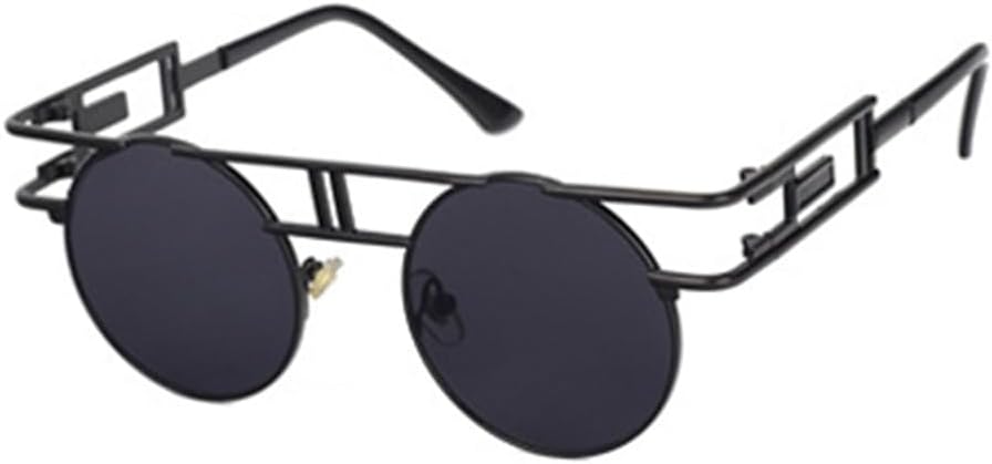 

Винтажные готические солнцезащитные очки в стиле стимпанк для мужчин, ретро, ​​круглая металлическая оправа, солнцезащитные очки для женщин с защитой от УФ-излучения UV400 VFDHN, Full Black