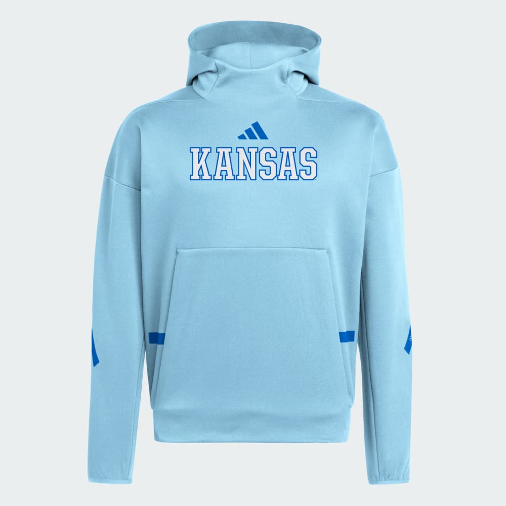 

Худи Adidas Kansas Jayhawks Player Travel ZNE Hoodie, цвет Team Light Blue/Collegiate Royal