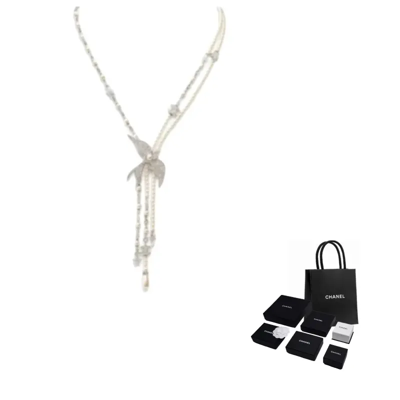 

CHANEL 25S стеклянные жемчужные бусы unisex silver