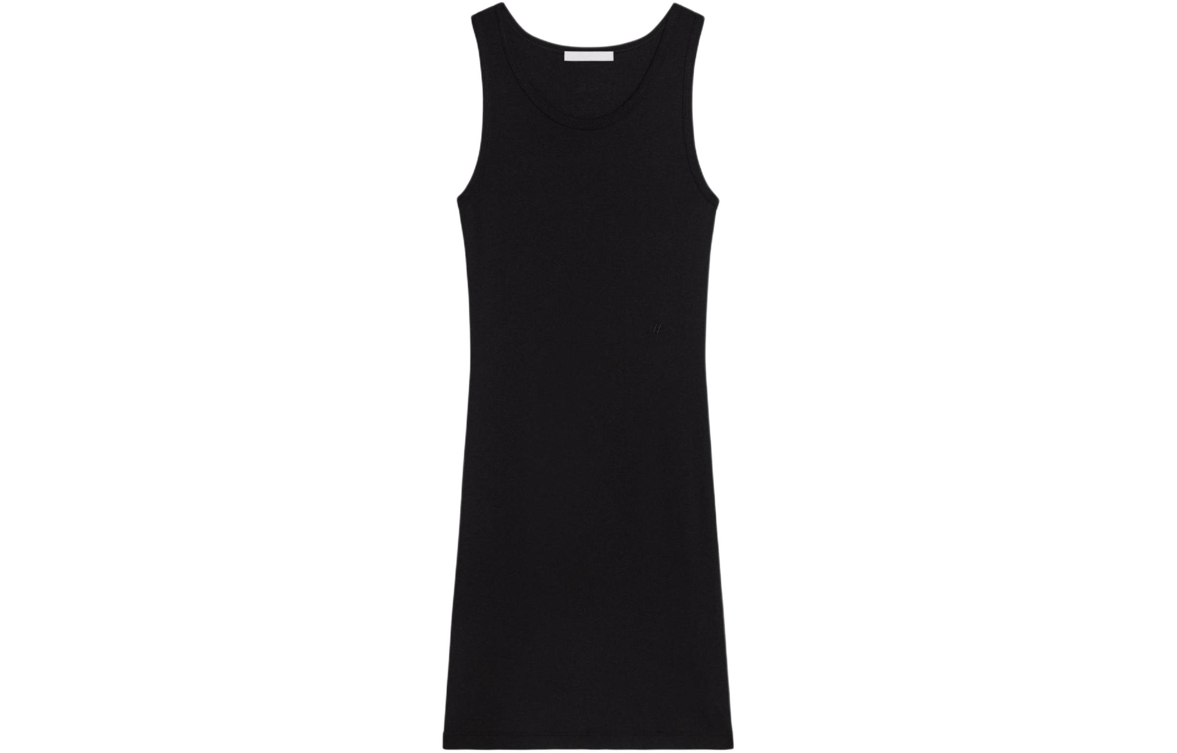 

Ребристое платье-майка с круглым вырезом Helmut Lang, черное