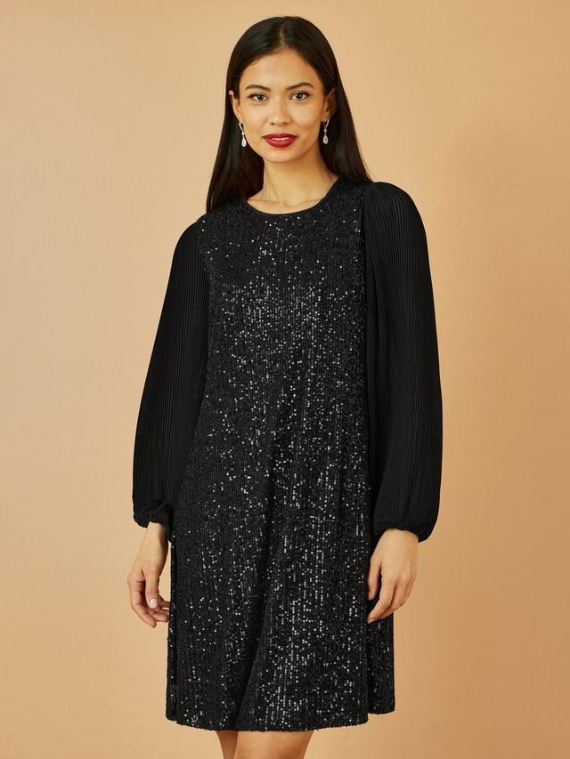 

Туника с бархатными рукавами и пайетками Yumi, Black