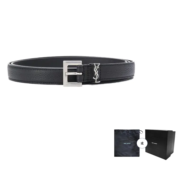 

SAINT LAURENT Пояс с монограммой аппликацией, Black