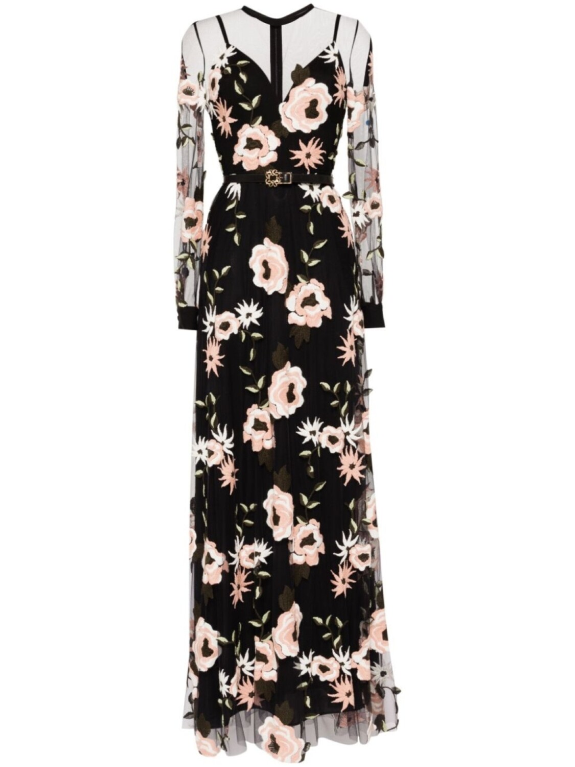 

Платье из тюля с цветочной вышивкой Elie Saab, черный