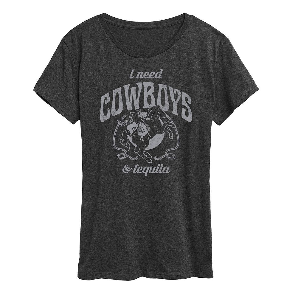 

Женская футболка с рисунком I Need Cowboys And Tequila Licensed Character, цвет Heather Charcoal