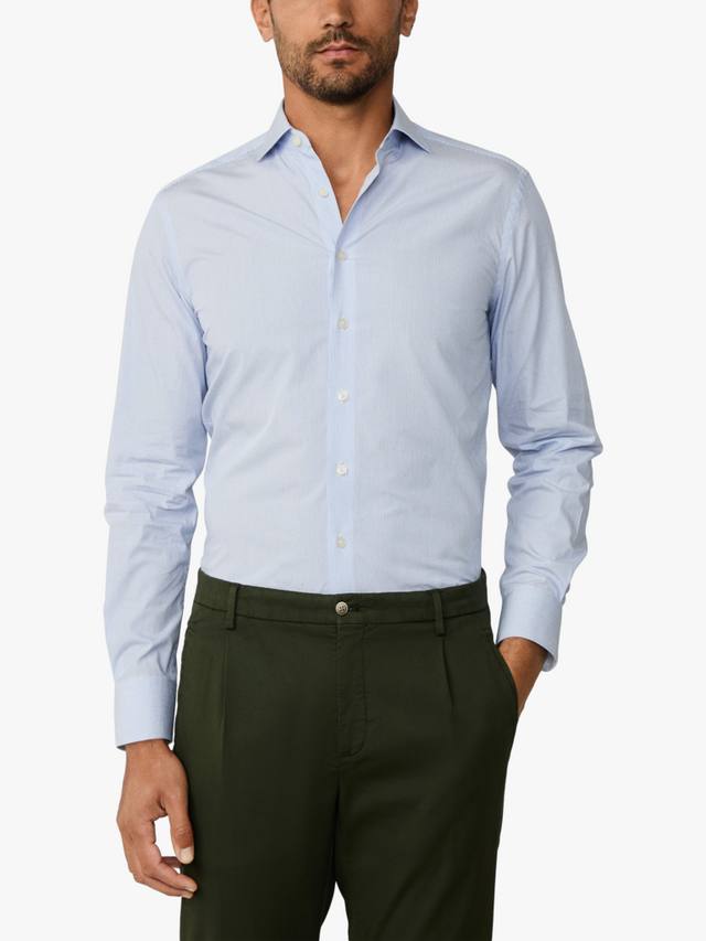 

Хлопковая полосатая рубашка с длинными рукавами Hackett London, Blue