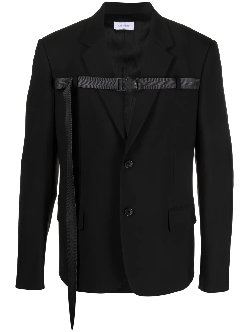 

Однобортный пиджак с ремешком и пряжкой OFF-WHITE, черный