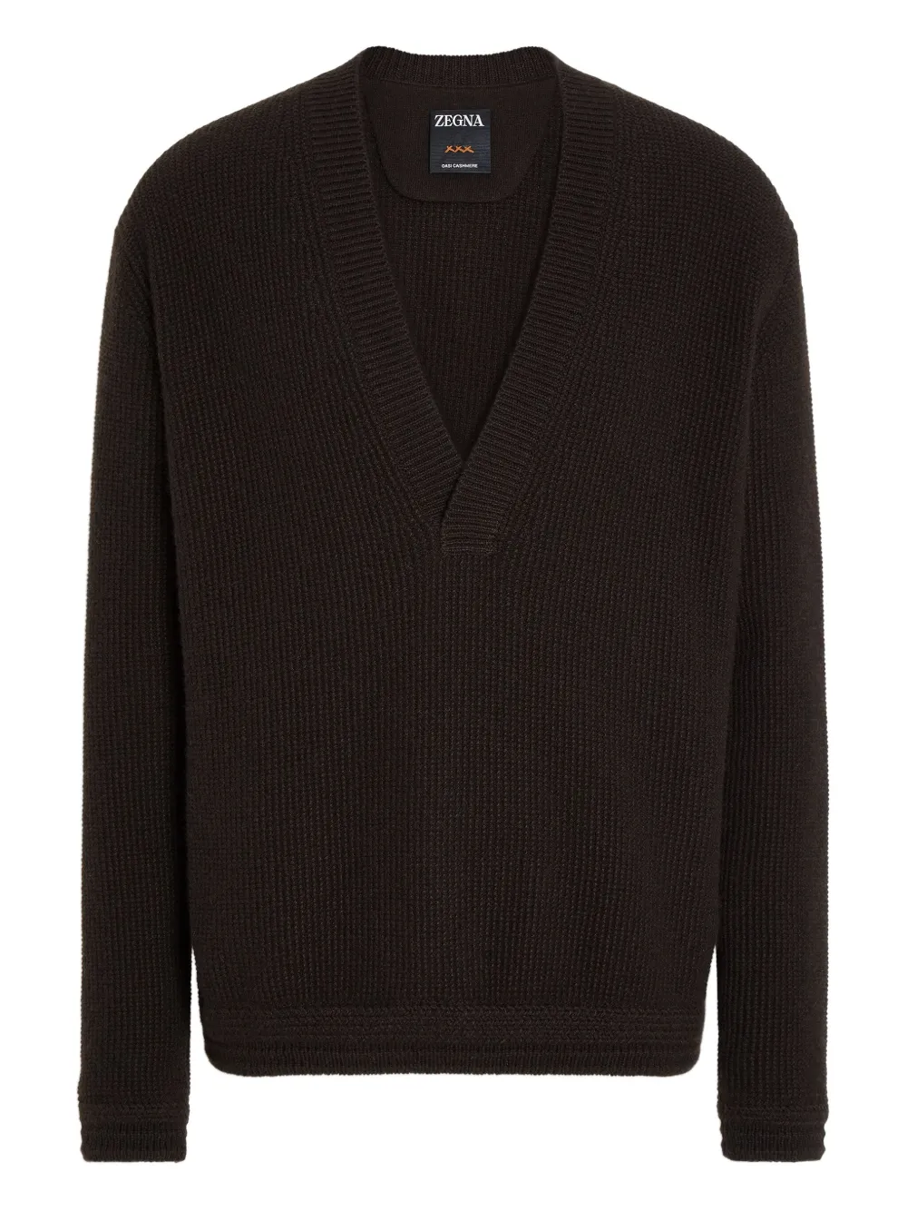 

Кашемировый свитер с V-образным вырезом Oasi Zegna, коричневый