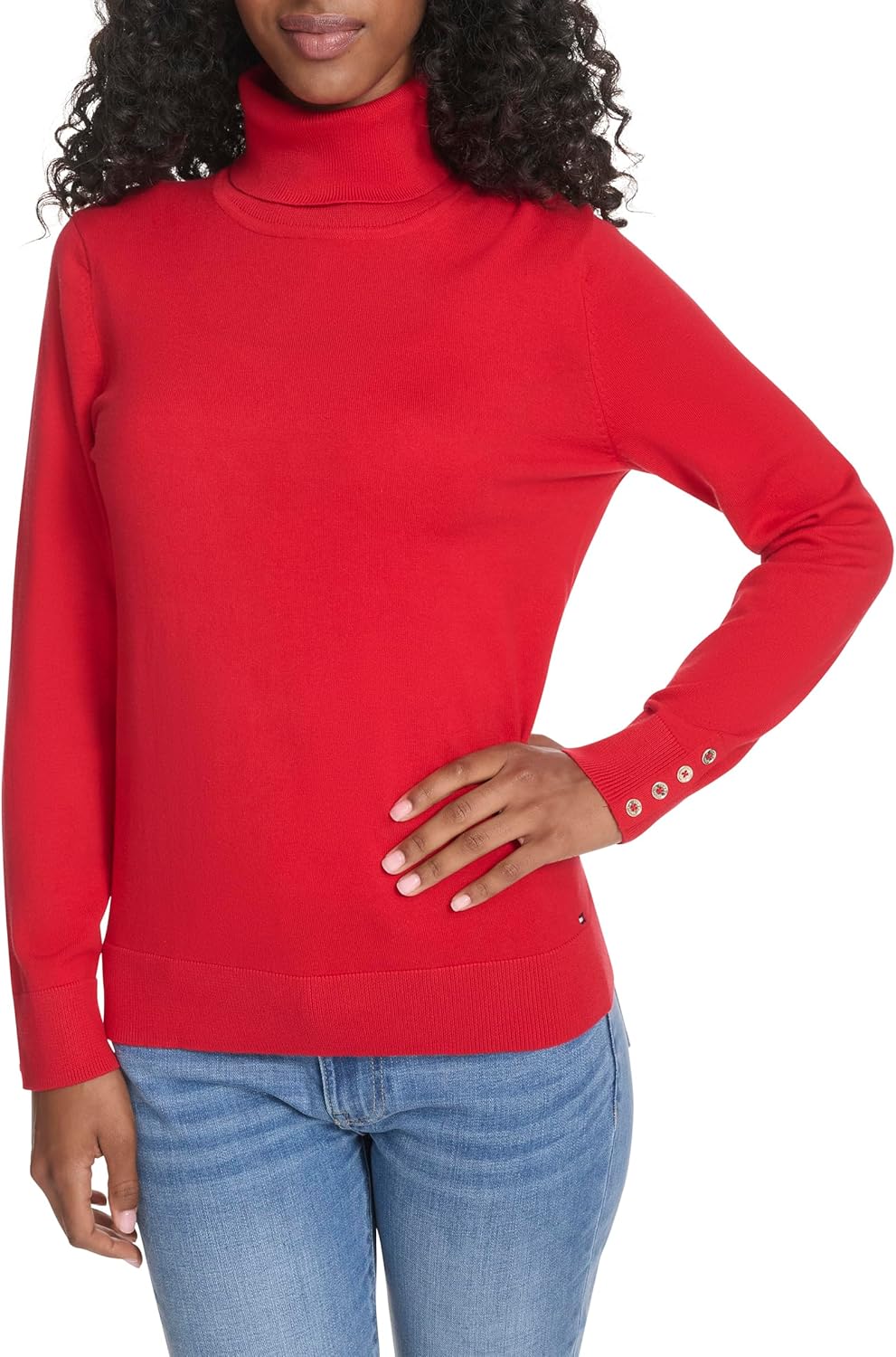 

Женская легкая хлопковая водолазка Tommy Hilfiger, Scarlet