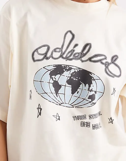 Кремовая футболка adidas Originals one world — фото 3