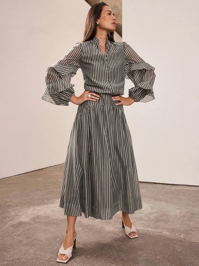 

Юбка миди с принтом спот Mint Velvet, Khaki/Multi