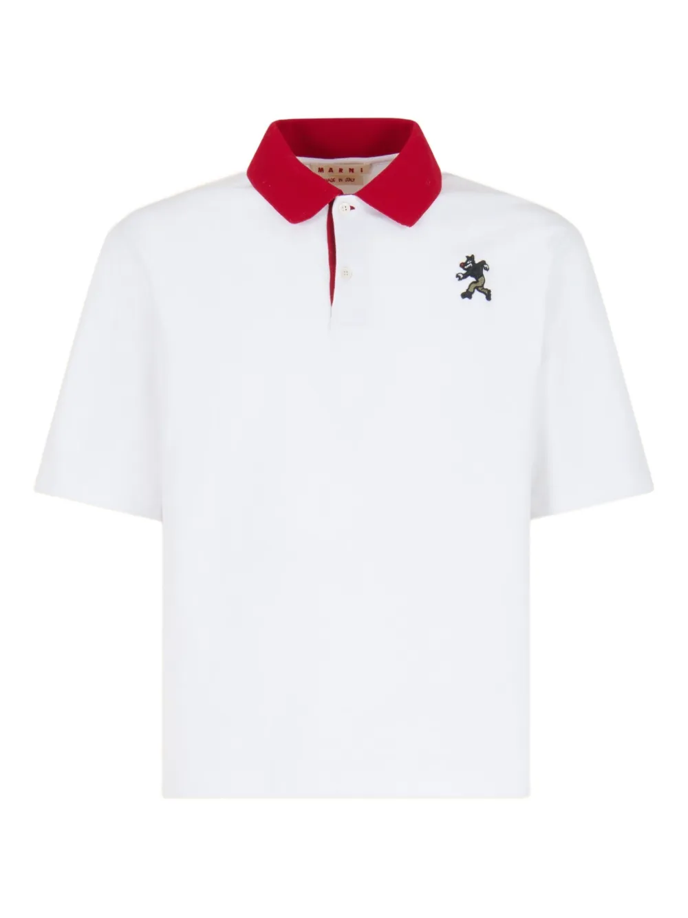 

Поло с вышивкой и контрастным воротником X Slawn & Soldier Marni, белый
