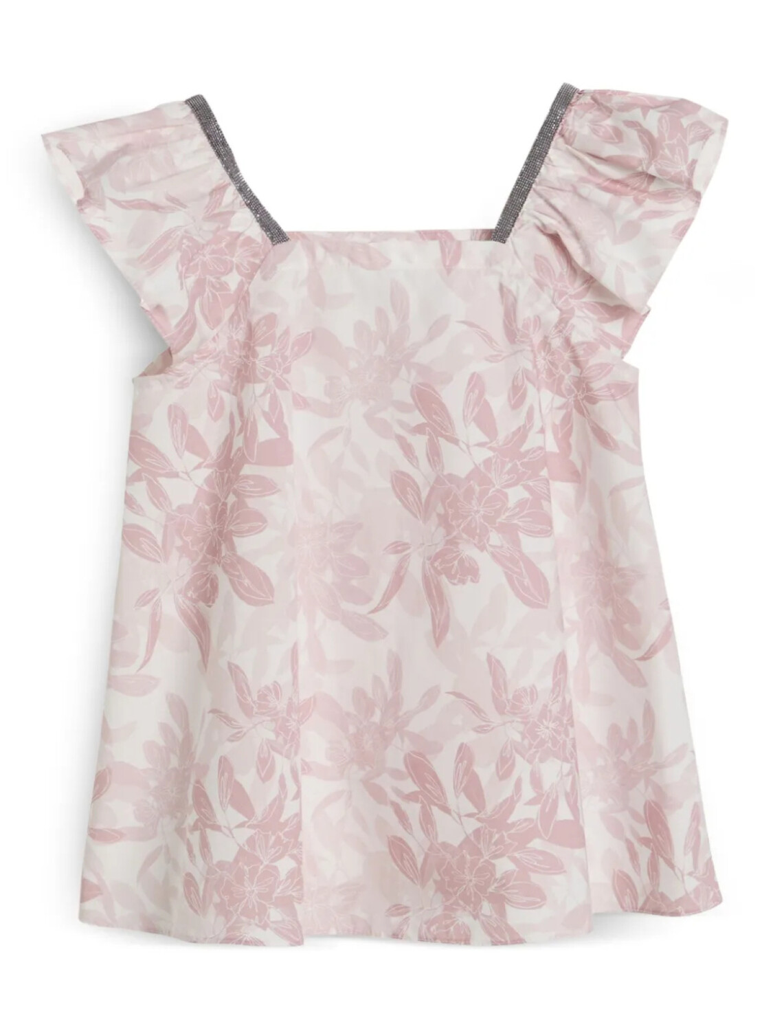 

Топ из поплина с цветочным принтом Brunello Cucinelli Kids, розовый