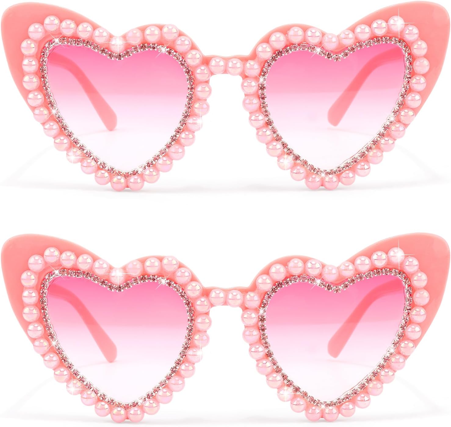 

Розовые солнцезащитные очки в форме сердца для женщин, аксессуары для вечеринки в честь Дня святого Валентина, блестящие очки в форме сердца с жемчугом, подарки на День святого Валентина, девичник, день рождения, выпускной Vovii