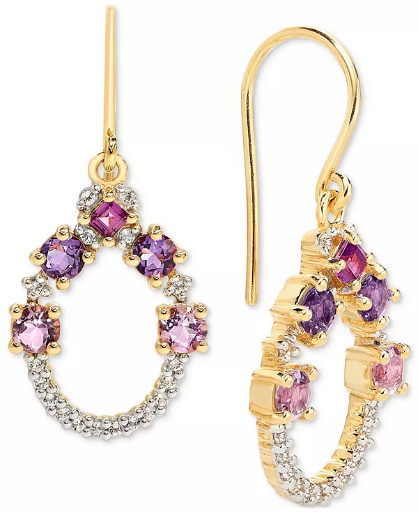 

Серьги-Подвески в форме открытого круга с многоцветным голубым топазом (1-1/5 карата tw) и белым топазом (1/5 карата tw) из стерлингового серебра с позолотой 14 карат Macy'S, amethyst