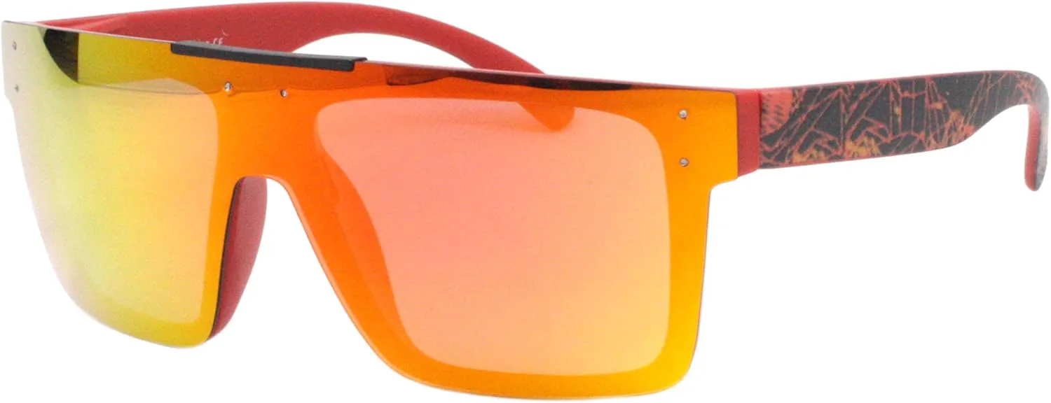 

Солнцезащитные очки PASTL с поляризованными зеркальными линзами, унисекс, квадратная спортивная оправа, защита от ультрафиолета UV400, Red Black (Orange Mirror)