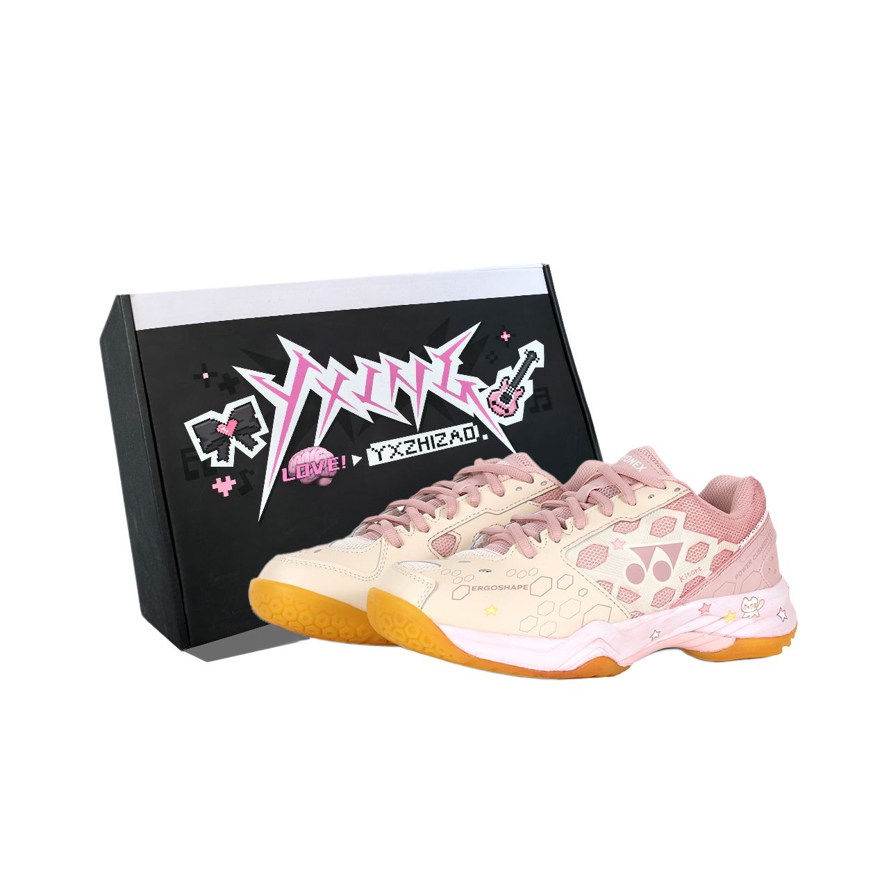 

YONEX Женские бадминтонные кроссовки low top beige pink с технологией power cushion, амортизацией, устойчивостью к истиранию и скольжению