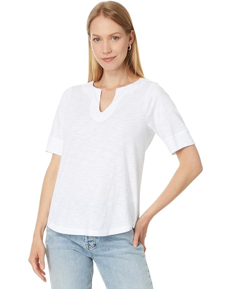 

Футболка Mod-o-doc Half Sleeve Split Neck Relaxed Tee, белый