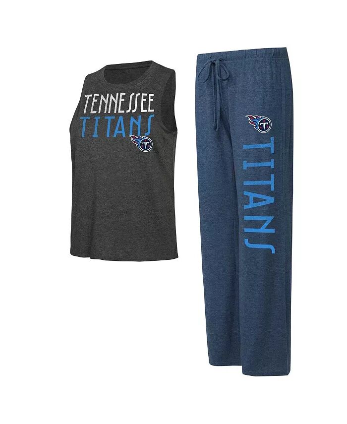 

Женский комплект из майки Tennessee Titans Muscle темно-серого цвета с эффектом потертости и брюк для отдыха Concepts Sport, синий