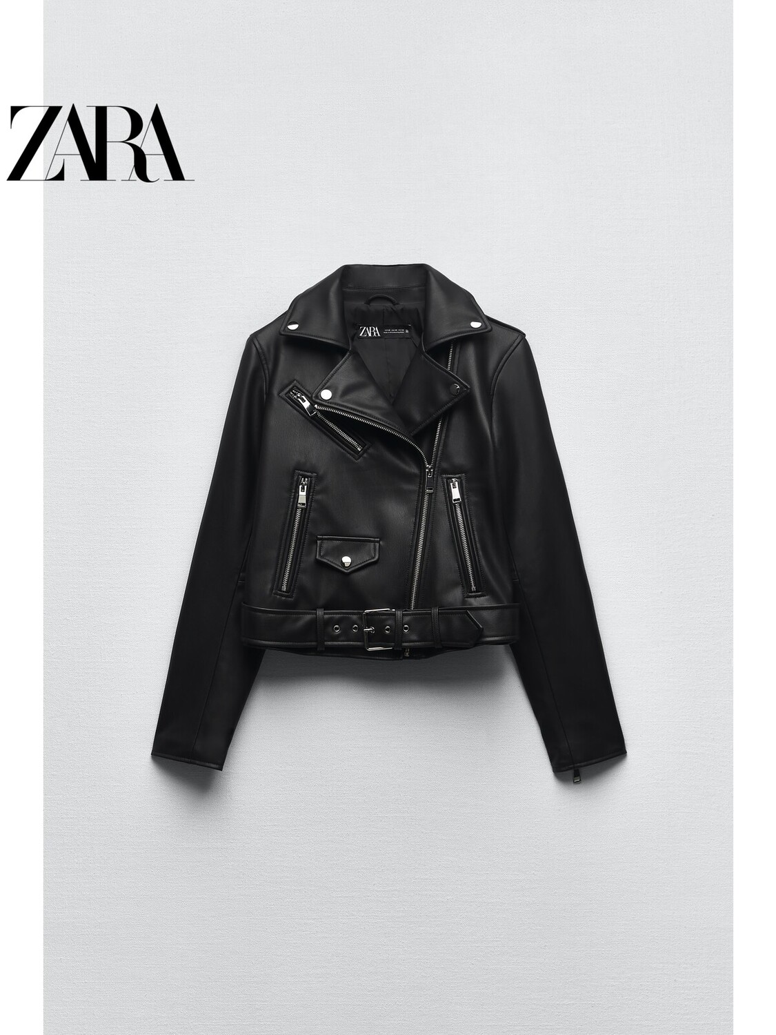 

Куртка Zara из искусственной кожи, черный