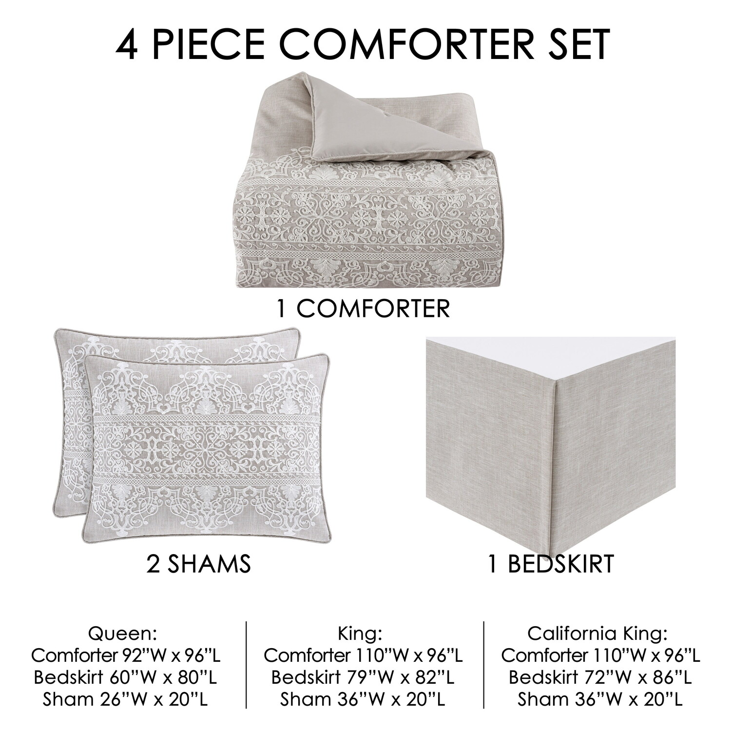 

Комплект постельного белья Five Queens Court Annie Comforter California King, бежевый