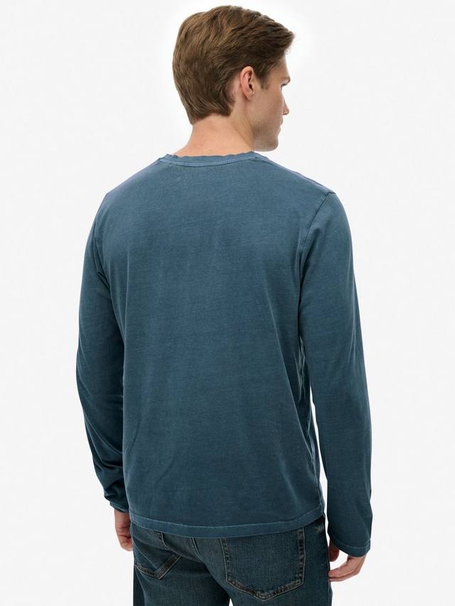 Классическая базовая хлопковая футболка Superdry, Washed Faded Navy — фото 2