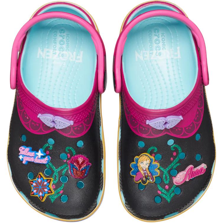 Классические противоскользящие износостойкие низкие детские сандалии Clog Kids' Crocs, синий/черный/фиолетовый — фото 4