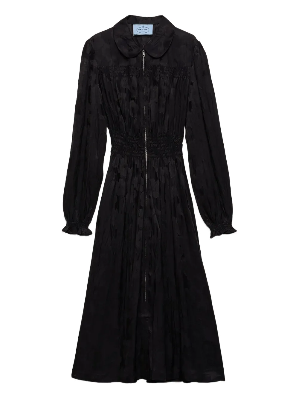 

Платье миди с цветочным жаккардом Prada, черный