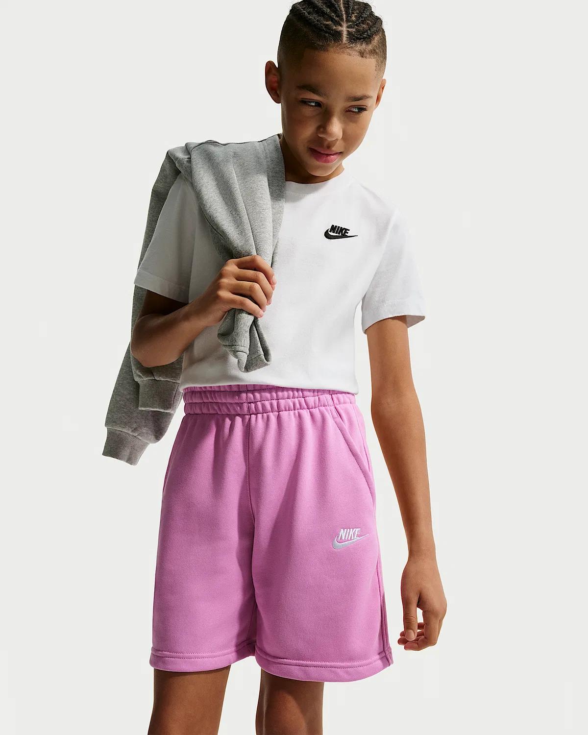 Детские шорты Nike Sportswear Club Fleece из французского флиса, Light Magenta/White — фото 2