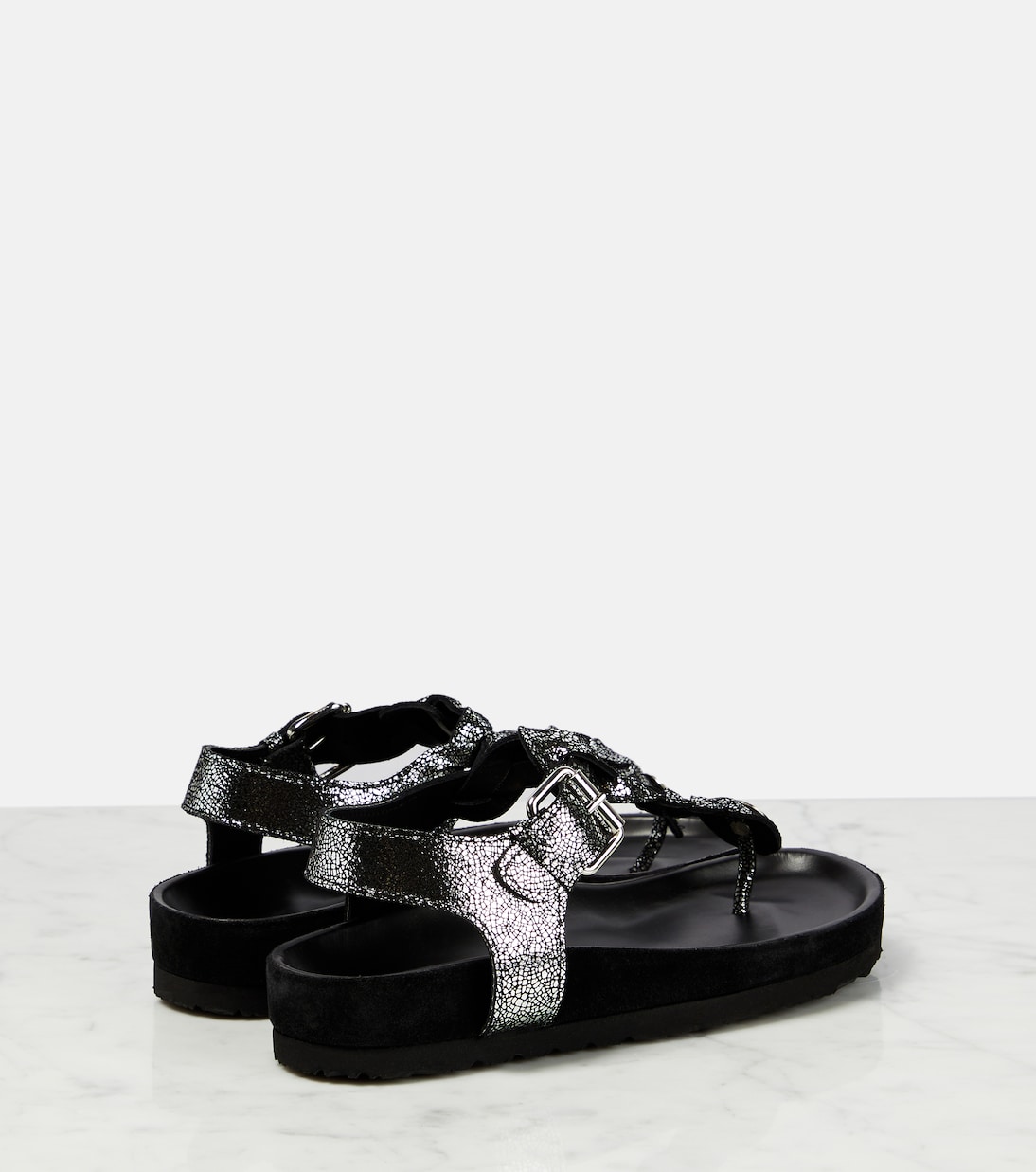 Сандалии Brook из металлизированной кожи Isabel Marant, серебряный — фото 3