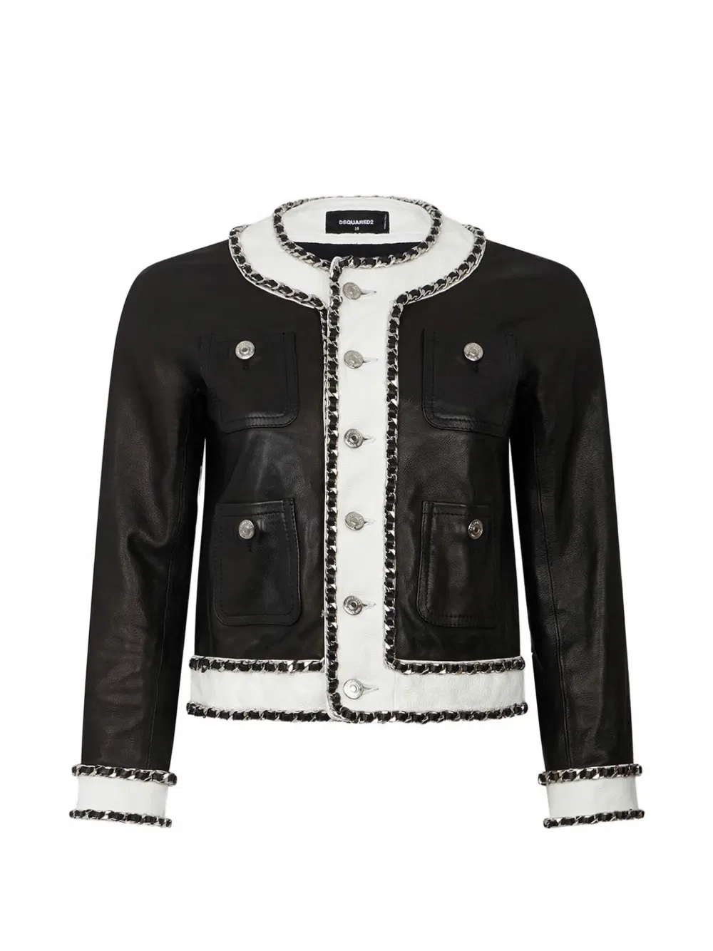 Кожаная куртка на пуговицах Dsquared2, черный