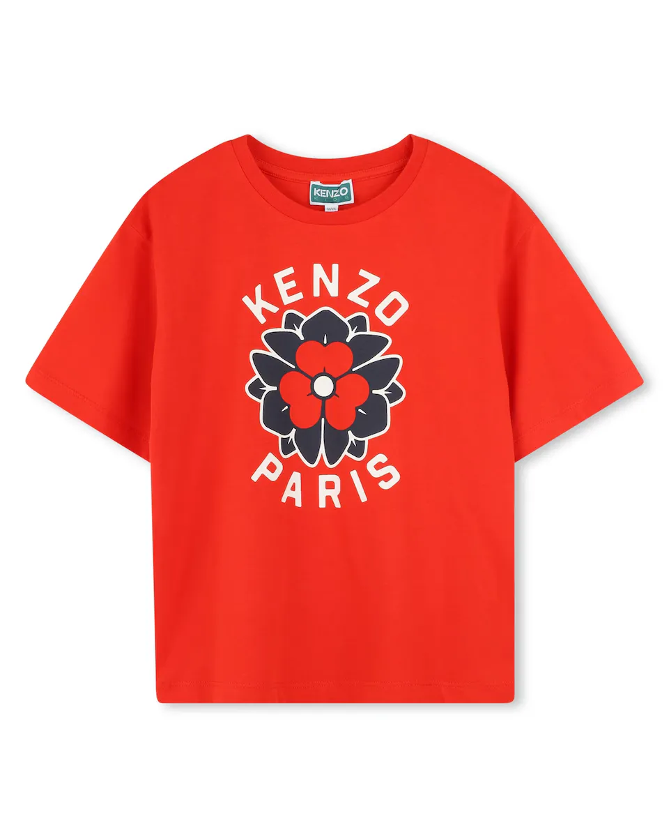 

Футболка для девочки из красного хлопка Kenzo Kids, красный