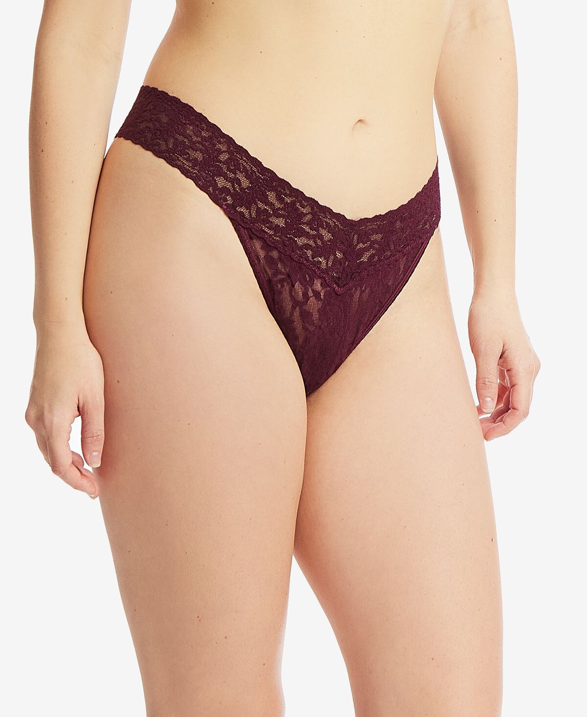 

Женские фирменные кружевные стринги с оригинальной посадкой Hanky Panky