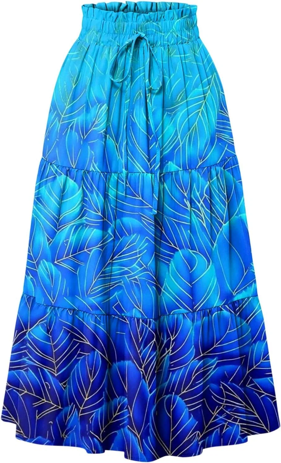 Юбка миди A-силуэта с рюшами, Light Blue