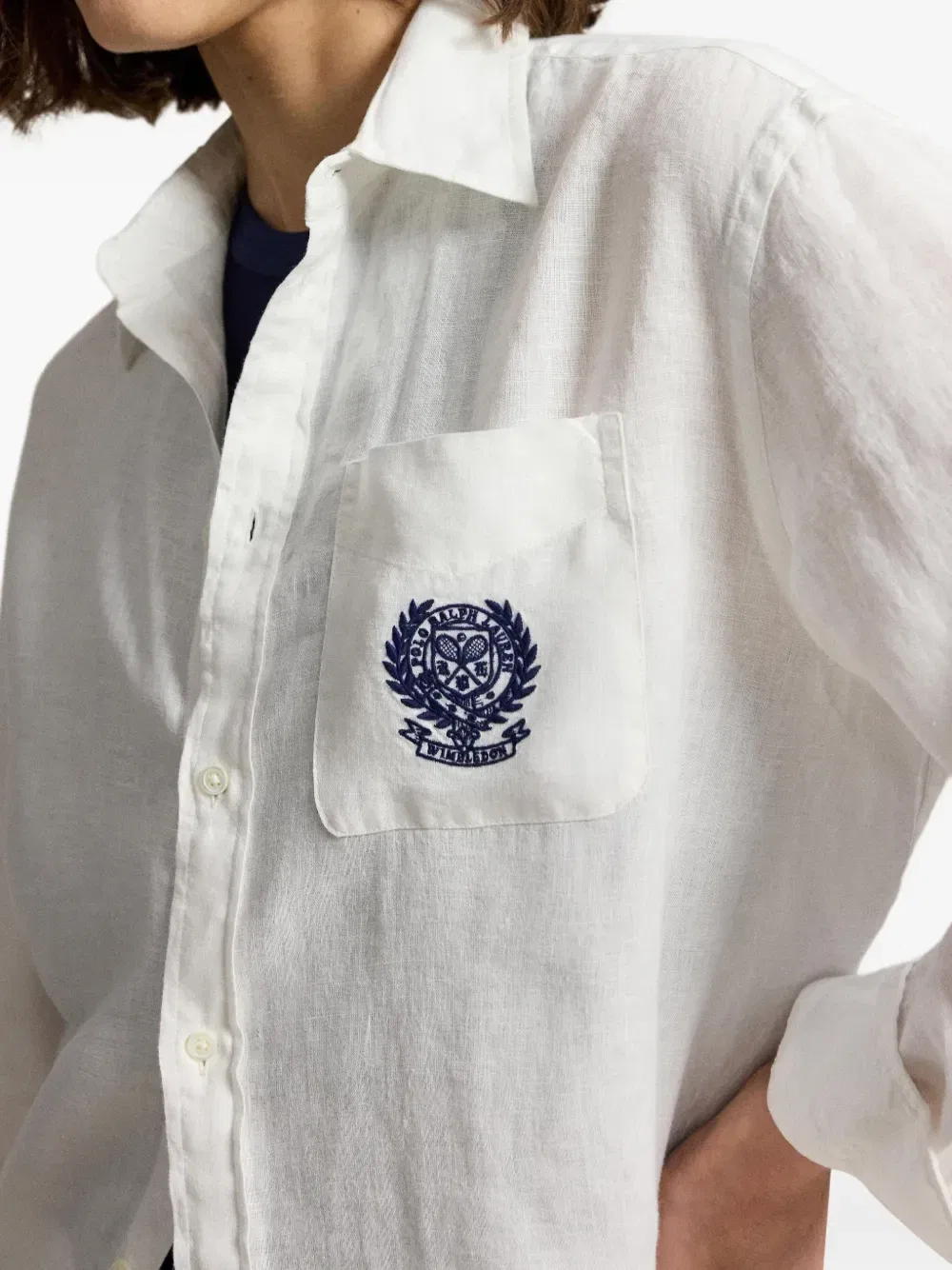 Рубашка Wimbledon с вышивкой POLO RALPH LAUREN, белый — фото 4