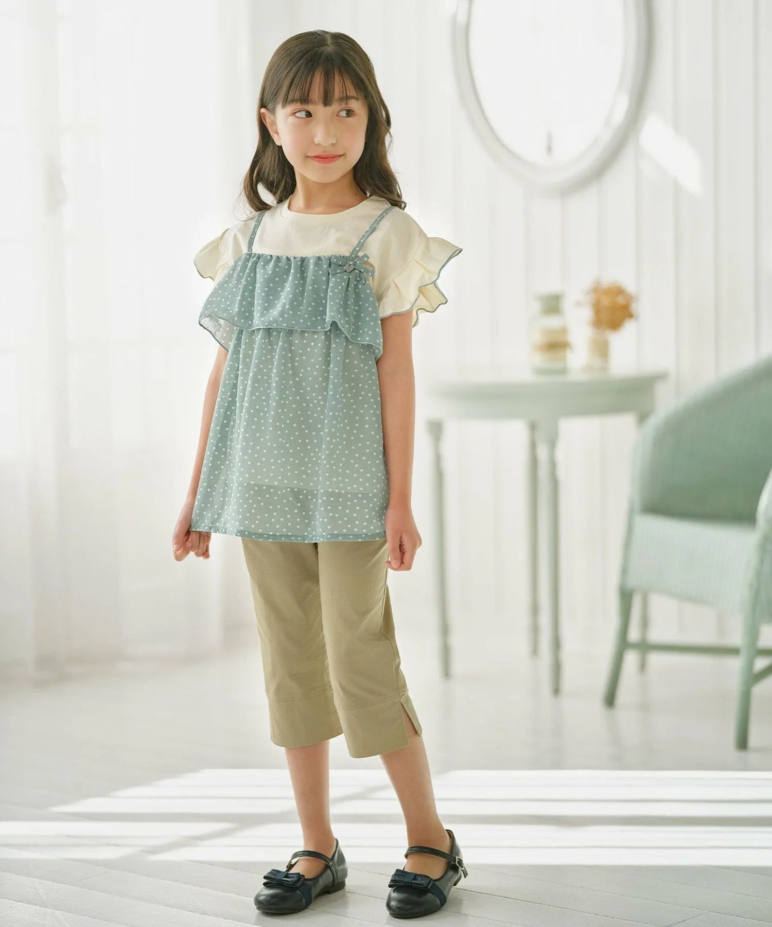 Комплект из майки и футболки в горошек (110-140 см) Kids Suite, Mint green x cream [562] — фото 3