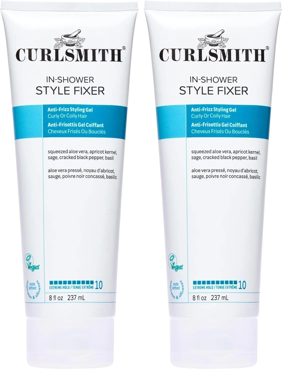 CURLSMITH - Средство для фиксации прически в душе - Веганский гель для укладки волос с экстремальной фиксацией для сухих, волнистых, кудрявых или вьющихся волос (227 г), (упаковка из 2 шт.) 237 мл (2 шт.)