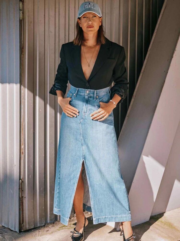 

Платье макси из ультрамягкого денима Gap, синий